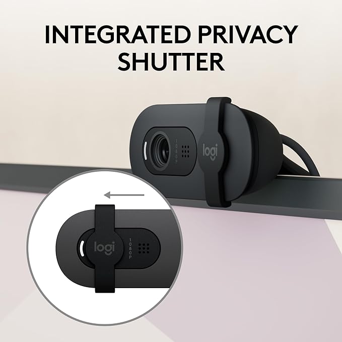Logitech Brio 105 Full HD 1080p Business Webcam with Auto-Light Balance USB-A Privacy Shutter Easy Set-Up Compatible with Windows macOS ChromeOS (Renewed)