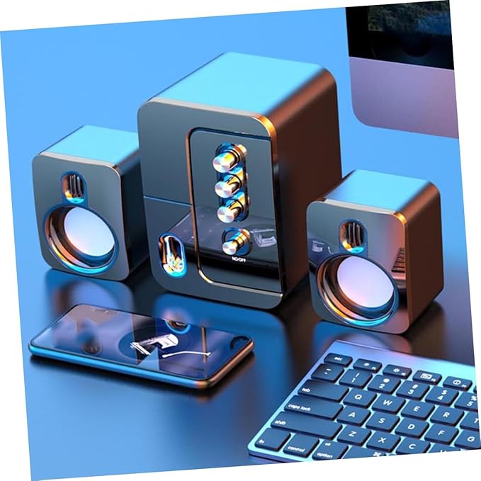 USB Computer Speaker 3D Surround Sound Bass Portable Compact Desktop Laptop Speaker for Home Office with USB Power Black
