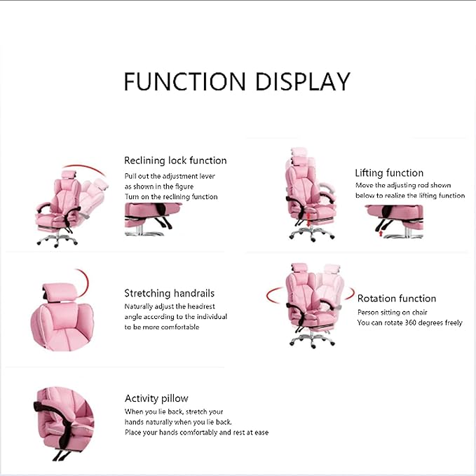 Office Chair Desk Chair Computer Chair Pink Computer Chair Gaming Chair White Ergonomic Office Chair Leather Office Chair Large Executive Desk Computer Chairs Adjustable Tilt Angle Thick Padded Rolli