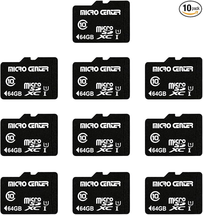 Micro Center 64GB Class 10 MicroSDXC Flash Memory Card 10 Pack with Adapter for Mobile Device Storage Phone Tablet Drone &amp Full HD Video Recording - 80MB/s UHS-I C10 U1 (10 Pack)