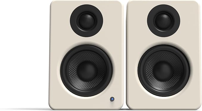 Kanto YU2 Powered Desktop Computer Speakers | 3 Drivers 3/4 Silk Dome Tweeter | 50 W RMS | Built-in USB DAC &amp AUX Input | Sub Out | Pair | Matte Cream