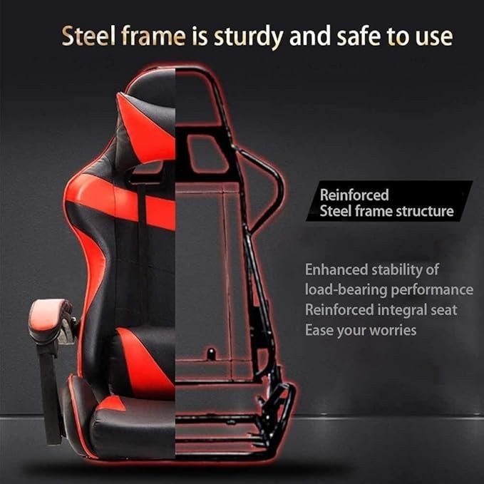 Ergonomic Gaming Chair with Massage Function Adjustable Height Lumbar Support Reclining PU Leather Office Chair