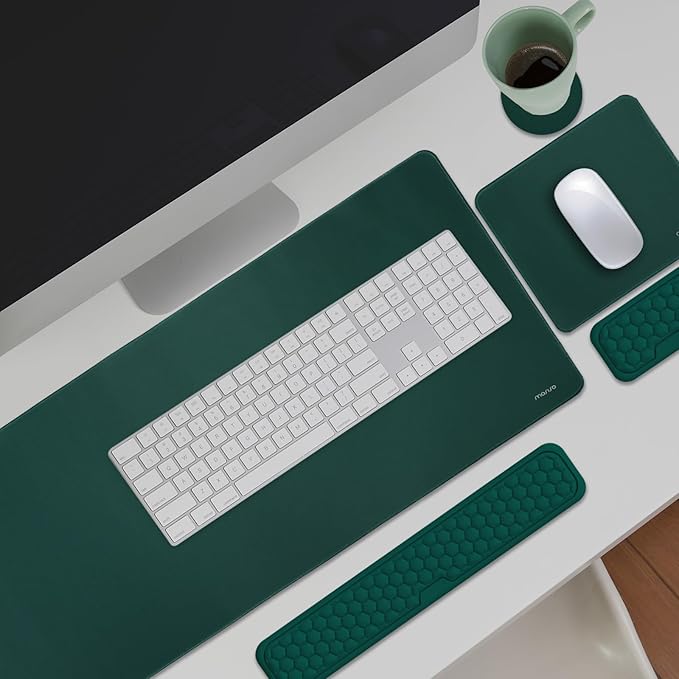 MOSISO Large Gaming Mouse Pad&ampMassage Keyboard Wrist Rest&ampMousepad&ampWrist Rest&ampCoasterErgonomic Non-Slip Base Pad Set&ampPain Relief Easy Typing Cushion with Memory Foam for Home Offi
