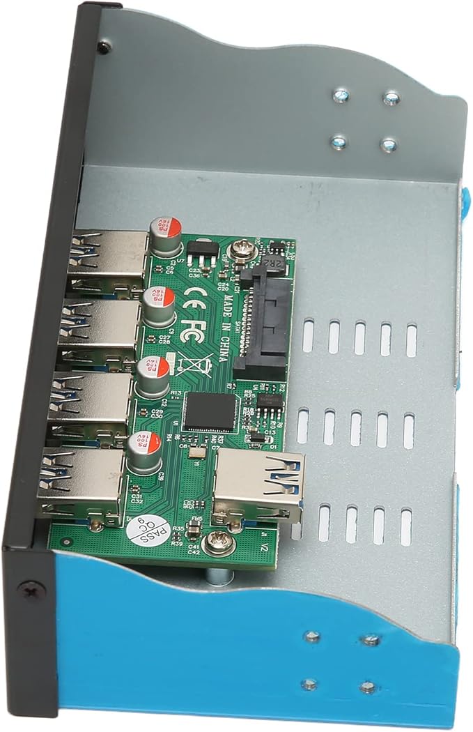 USB 3.1 Front Panel Hub 5.25in 4 Ports 10Gbps SuperSpeed Plus Plug and Play Aluminum Alloy Shell for Durability Wide Compatibility with Smartphones Tablets and More