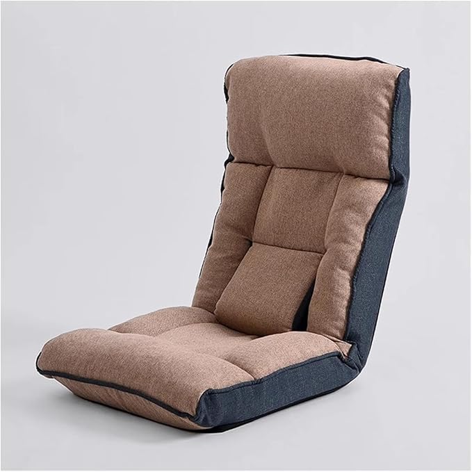 ELEFOCUS Folding Indoor Chaise Lounge Sofa Chair with Lumbar Support - Comfy Recliner Sleeper for Bedroom Gaming Working(Brown)