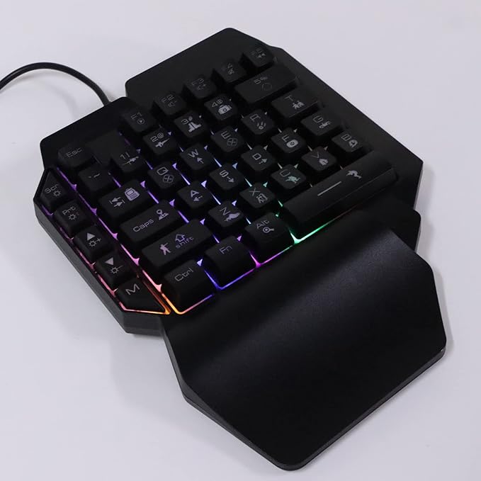 Sanpyl One Handed Gaming Keyboard RGB Backlit USB Wired Single Hand Mechanical Keyboard Half Keyboard Professional Gaming Keypad for Computer Gaming