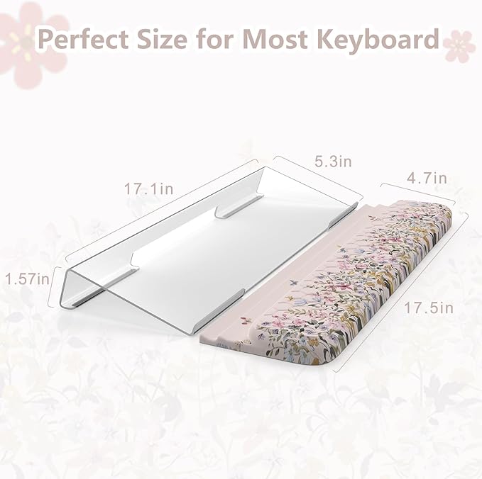 2 in 1 Wrist Pad for Keyboard 3-Level Height Adjustment Keyboard Riser for Typing Memory Foam Wrist Support for Keyboards for Office Home(Off White)