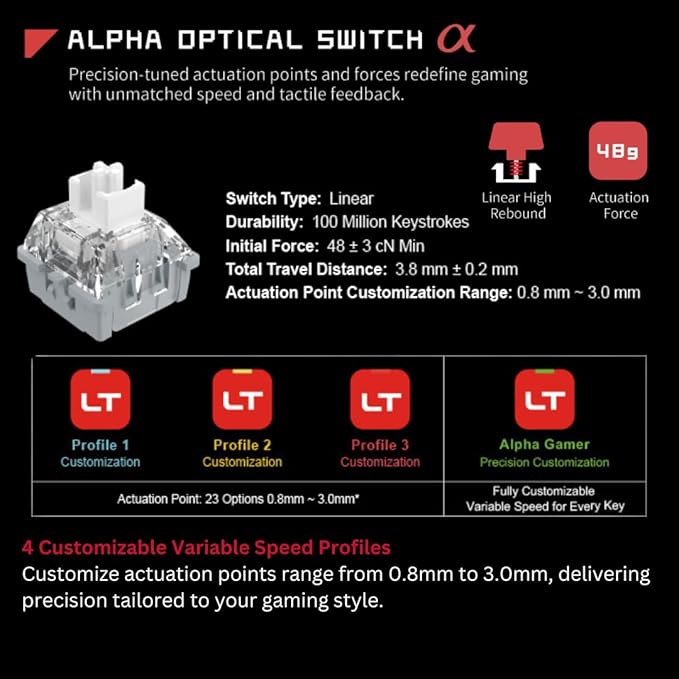 Bloody AT98 Red Optical Mechanical Gaming Keyboard 98 Key Compact Layout RGB Backlit Exact Reset System | Alpha Optical Switch