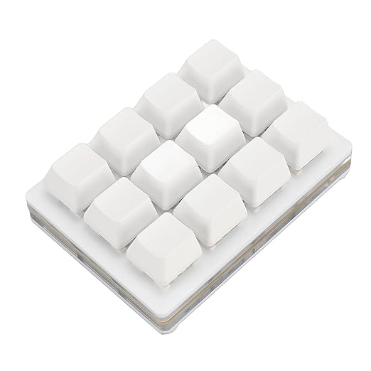 12 Key Mechanical Gaming Keyboard USB Wired Red Switch Programmable Macro Keyboard Plug and Play for School for Office (White)