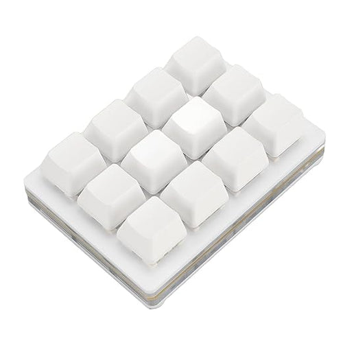 12 Key Mechanical Gaming Keyboard USB Wired Red Switch Programmable Macro Keyboard Plug and Play for School for Office (White)
