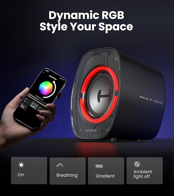 Edifier G1000 II Desktop Computer Speakers for Gaming 2.5 Full-Range Driver &amp Enhanced Bass Bluetooth 5.4 USB-C AUX 9 Dynamic RGB Lighting Modes for PC - Black