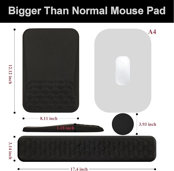 Ospelelf Keyboard Wrist Rest Ergonomic Mouse Pad with Wrist Rest Arm Wrist Rest for Computer Office and GamingBlack