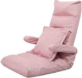 Floor Cushion Folding Bed Chair with Armrest Portable Floor Lounger with Adjustable Back Rest (Color : Pink)