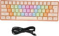 61 Keys Mechanical Gaming Keyboard RGB Backlit Compact 60 Percent Wired Keyboard with Colorful Keycaps for PC Office AmpGaming Portable Mini Keyboard with Optical Switches (Apricot)