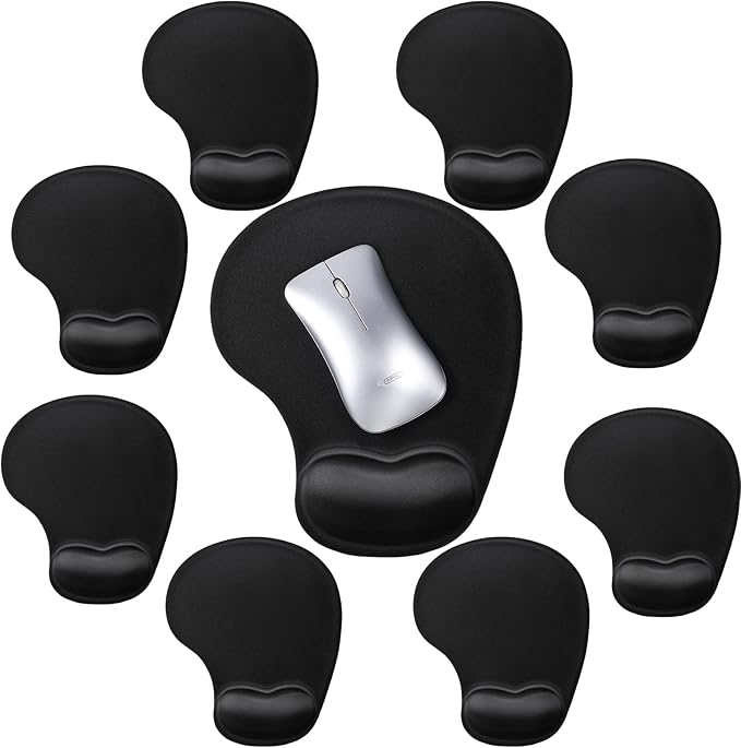 Flutesan 9 Pcs Ergonomic Mouse Pad with Gel Wrist Rest Memory Foam Comfortable Mousepad with Non-Slip PU Base for Pain Relief Computer Cafe Home Office Desk Accessories