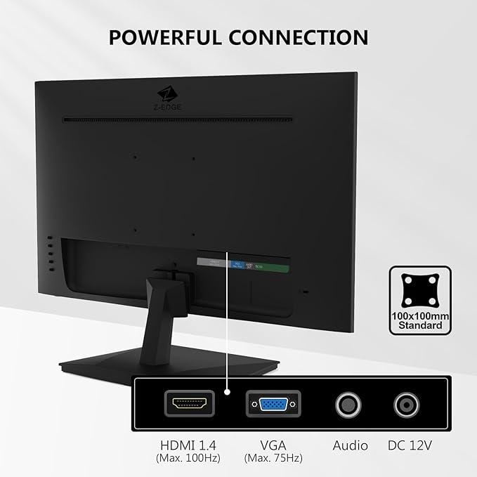 24 inch Monitor Z-Edge Computer Monitor Full HD 1920 x 1080p IPS 100Hz PC Monitor with HDMI VGA Frameless U24I Anti-Glare Screen
