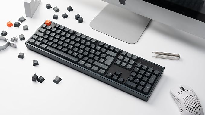 Keychron K10 RGB Full Size Layout Hot-Swappable Mechanical Keyboard for Mac Windows Multitasking 104-Key Bluetooth Wireless/USB Wired Gaming Keyboard with Keychron Super Red Switch Aluminum Frame