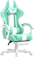 Ferghana Gaming Chairs Ergonomic Racing Style PC Game Computer Chair with Headrest Lumbar Support Adjustable Recliner PU Leather Video Computer Chair(Light Green)