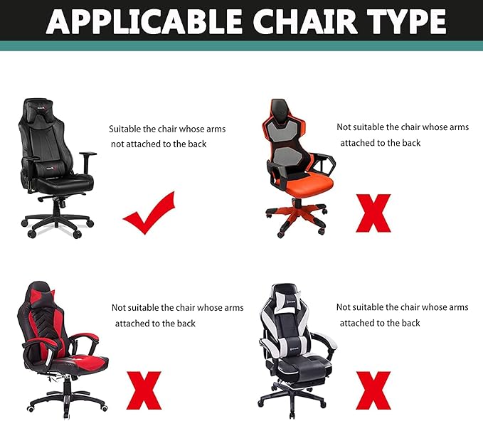 OQHAIR Stretchable Gaming Chair Cover - Washable Removable Water Resistant Ergonomic Reclining Racing Style - Dark Gray
