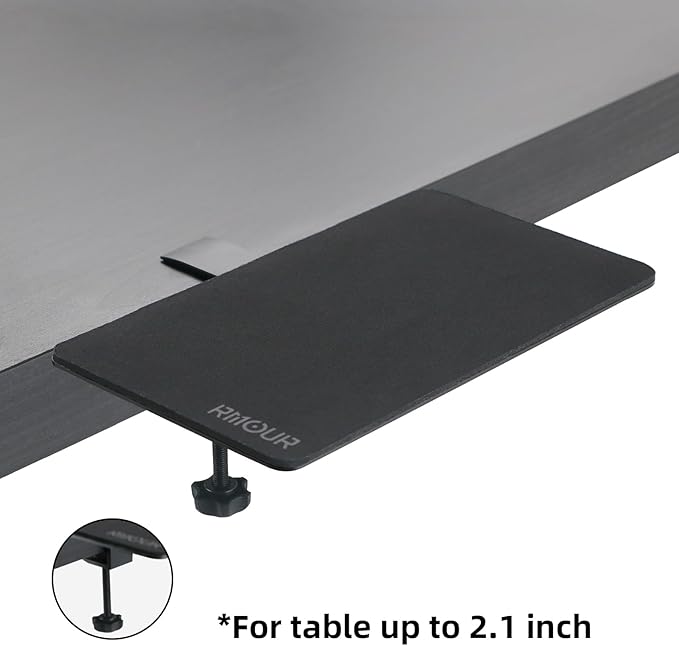 Z1 Adjustable Ergonomic Mouse Clamp with Mouse Pad for Laptop Stand and Desk Fits Up to 2.1'' Thick Surfaces 9.3''x5.7'' Black