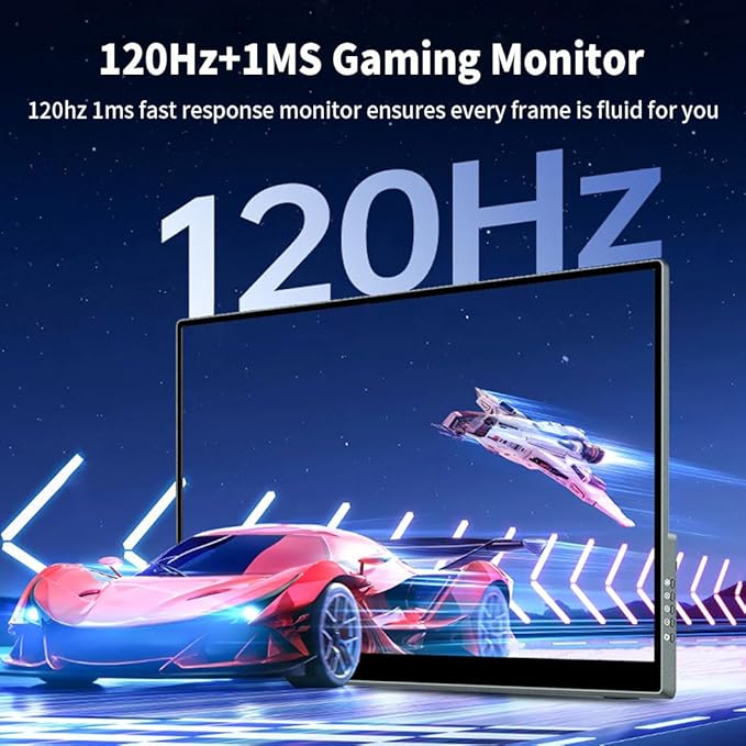 Portable Monitor IPS Small HDMI Display Dual USB-C Low Power External Screen for Laptop PC Mac Switch Rasp Pi Xbox (17.3 IPS 4K 120Hz)
