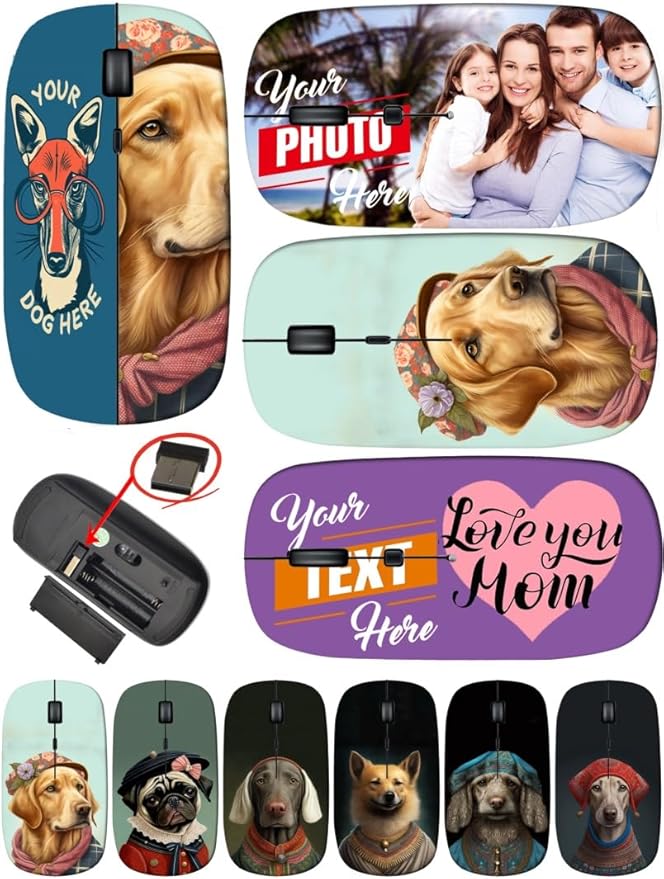 maizi Custom Wireless Mouse Laptop for Mac Computer Personal Mice Laptop 27736299 Retro Summer Vacation 2.4G USB Receiver Lightweight Printed in USA