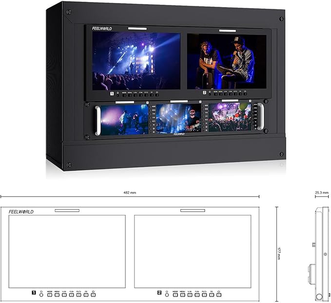 D101 Plus Dual 10.1 4RU Rackmount Monitor 4K HDMI SDI 1920x1200IPS Intuitive Buttons + New menu Interface
