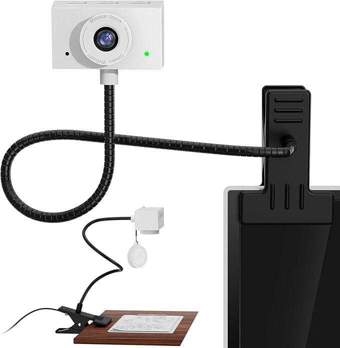 Webcam for PC Laptop Camera USB Webcam with Adjustable Gooseneck Flexible Positioning 1080P Computer Camera for Presentation Desktop Demo Full-Body View Video Call Zoom Teams Skype (White)