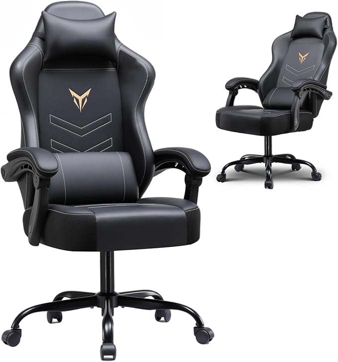 GTPLAYER Gaming Chair Recliner Chair with Headrest &amp Lumbar Support Linkage ArmrestErgonomic Gaming Chair High Back Office Home Black