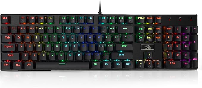 Redragon K556 RGB LED Backlit Wired Mechanical Gaming Keyboard 104 Keys Hot-Swap Mechanical Keyboard w/Aluminum Base Upgraded Socket and Noise Absorbing Foams Soft Tactile Brown Switch