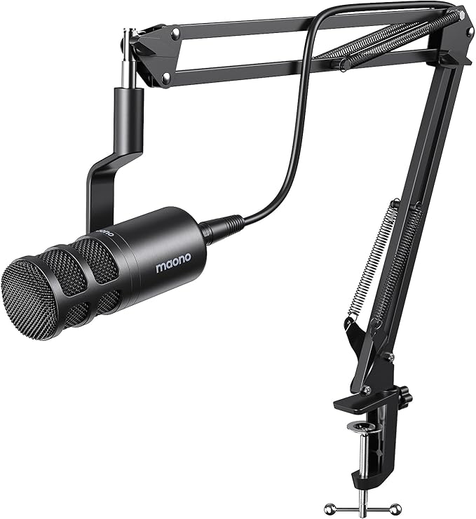 MAONO XLR Podcast Dynamic Microphone Cardioid Studio Mic with Boom Arm for Vocal RecordingStreamingGaming Voice Isolation Technology Metal Mic Works for Audio Interface Mixer-PD100S
