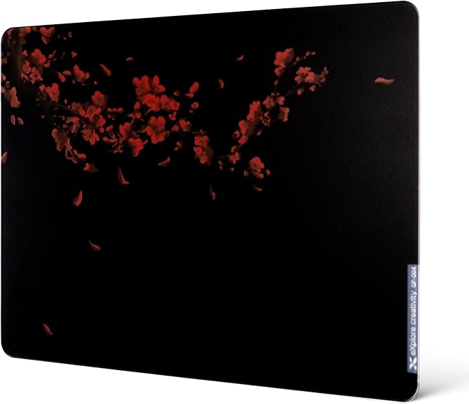 XVX Black Plum Blossoms Glass Mousepad 4.0 Hard Mouse Pad for GamingUltra-Smooth Micro-Etched Surface Mouse Mat with Non-Slip Rubber Base(410mm*310mm)