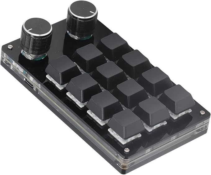 One Handed Macro Mechanical Keyboard 12 Keys Programmable Keypad with 2 Knobs USB Mechanical OSU Gaming Keyboard for
