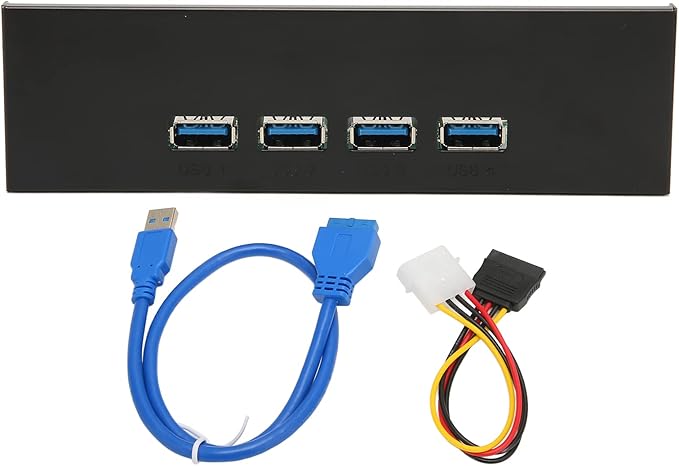 USB 3.1 Front Panel Hub 5.25in 4 Ports 10Gbps SuperSpeed Plus Plug and Play Aluminum Alloy Shell for Durability Wide Compatibility with Smartphones Tablets and More