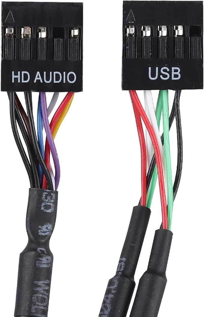 DAUERHAFT USB 3.0 Front Panel Cable for Floppy Bay 5 Gbps 19Pin 2 Port Hub Adapter with HD Audio 3.5mm Earphone Microphone Jack