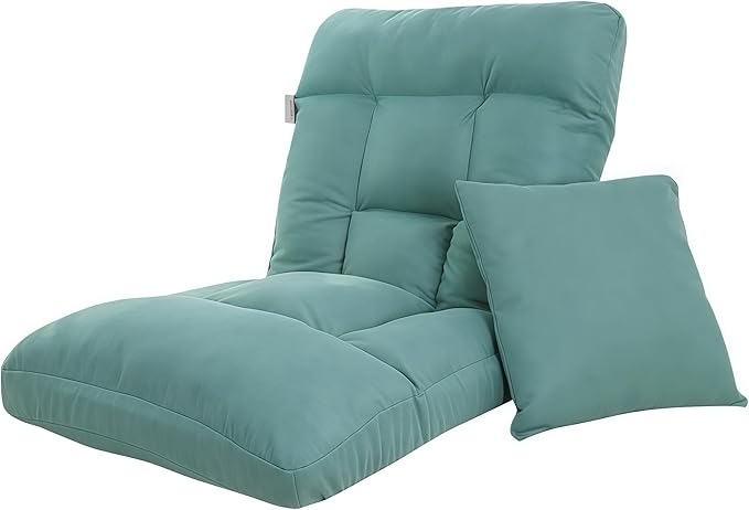Folding Floor Chair with Back Support 5 Adjustable Position Padded Sleeper Bed Couch Recliner Gaming Floor Chairs for Adults Meditation Living Room