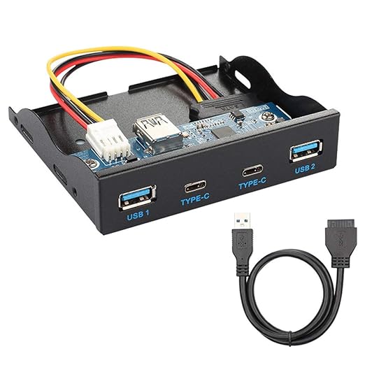 Chenyang USB-C &amp USB 3.0 HUB 4 Ports Front Panel to Motherboard 20Pin Connector Cable for 3.5 Floppy Bay