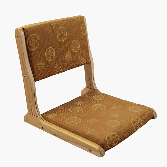 ELEFOCUS Folding Tatami Chair with Backrest Living Room Chair Floor Seat Portable Japanese Legless Chair Bay Window Backrest(L)