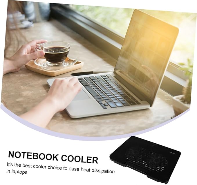 HOMSFOU Portable Laptop Cooler with USB Powered Fans Notebook Cooling Mat for Enhanced Heat Dissipation Energy Saving Black