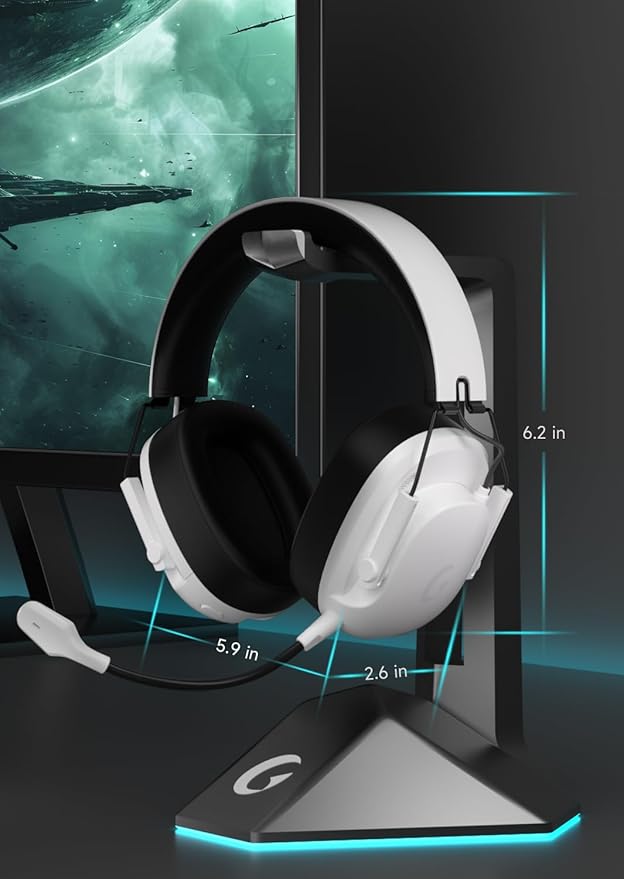 Wireless Gaming Headset for PS5 PC PS4 Switch Gaming Headset with Detachable Noise Cancelling Mic 2.4GHz &amp Bluetooth 5.3 Dual Connection 7.1 Surround Sound White