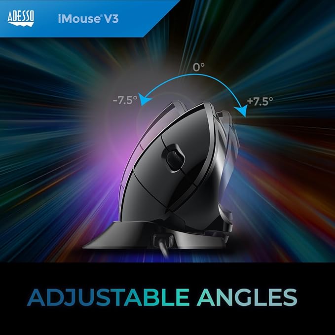 Adesso iMouse V3-TAA USB Adjustable Wrist Angle Vertical Ergonomic Mouse Made in Taiwan (TAA Compliant)