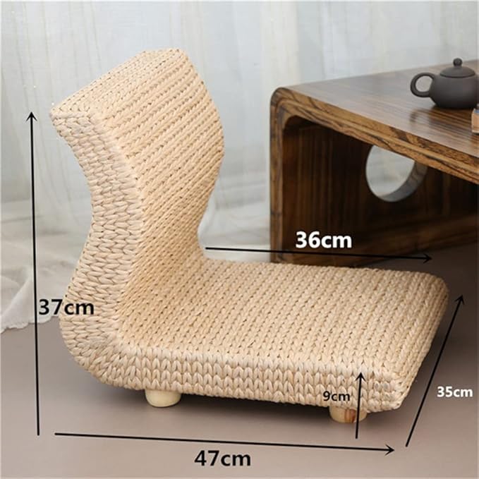 Office Chair Gaming Chair Computer Chair Handmade Rattan Legless Chair Seats Backrest Chair for Balcony Bay Window Office Living Room Bedroom (Color : Rosso Size : 37x47x35cm)