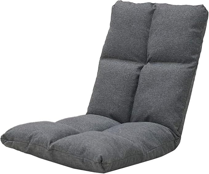 ELEFOCUS Folding Sofa Chair Folding Floor Chair Removable and Washable 6-Position Adjustment for Bay Window Balcony(Grey)