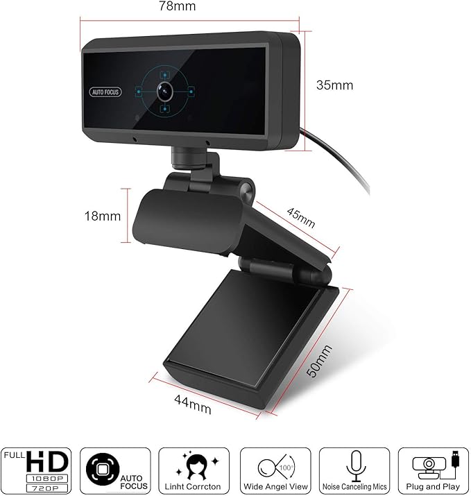 1080P HD Webcam with Microphone Streaming Computer Web Camera with 100-Degree Wide View Angle USB PC Webcam for Video Calling Recording Conferencing