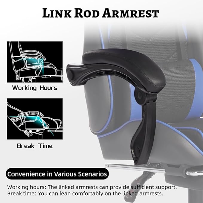 DEEPfurniture E-Sports Gaming Chair Sports Car Driving Seat PU Material Moulded Sponge Comfortable and Safe with MassageBlue