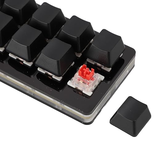 One Handed Macro Mechanical Keyboard 12 Keys Hot Swappable RGB Gaming Keypad Programmable Mini Red Switch Keyboard for OS X for for Pi (Black)