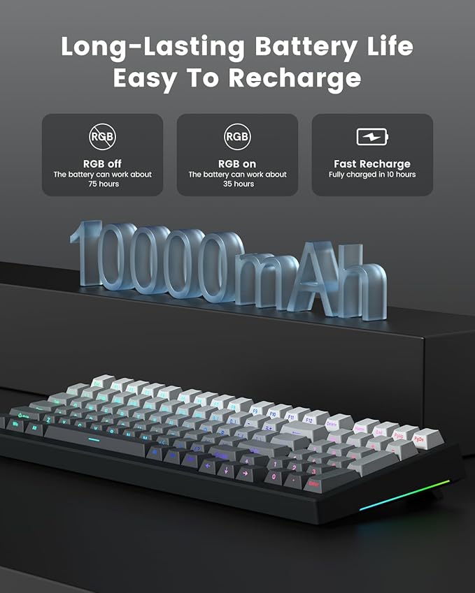 X98 Wireless Mechanical Keyboard RGB Backlit Custom Gaming Keyboard with Number Pad BT5.0/2.4GHz/USB-C Gasket Structure Hot Swappable Pre-lubed Linear Switch Side Printed PBT Keycaps