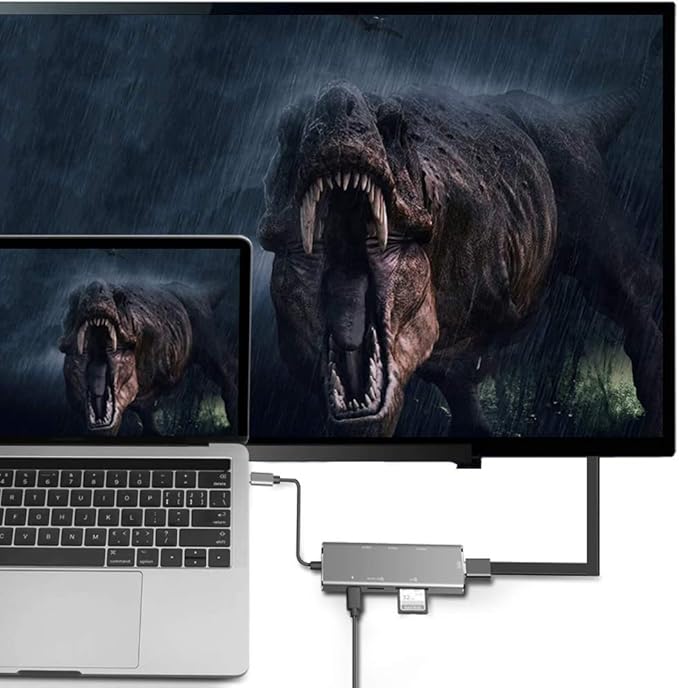 Docking Station-USB C to Dual HDMI Adapter-USB C Hub Dual HDMI Monitors for WindowsUSB C HDMI Adapter with 3 USB PortsUSB-C Data PortSD/Micro Card Reader Compatible with Windows Mac Android etc