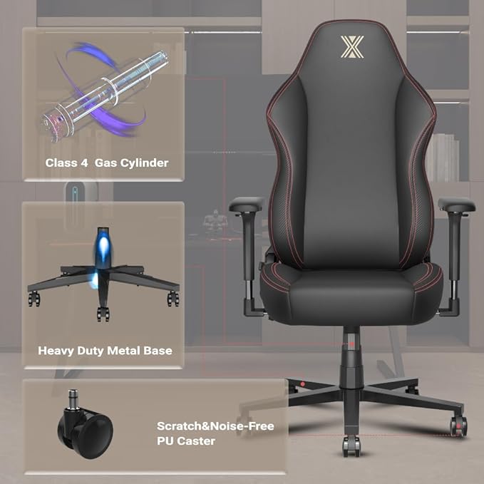 PC Gaming Chair Ergonomic Office Chair Desk Chair with Lumbar Support Flip Up Arms Headrest PU Leather Executive High Back Computer Chair for Adults Women Men (PU Black)