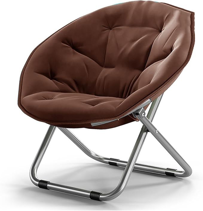 NaKeah Saucer Chair Foldable Oversized Lounge Chair Metal Frame Moon Chair for Bedroom Living Room Reading Gaming Room Soft Lazy ChairD